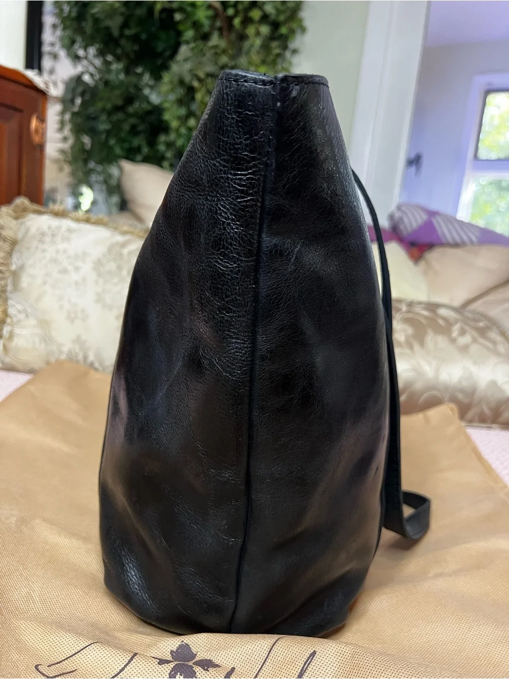 Patricia Nash Benvenuto Black Distressed Leather Studded Tote Bag